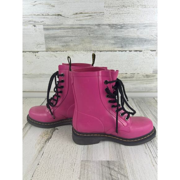 Dr. Martens Womens 5.5 Pink 1460 Drench Platform Rain Combat Boots - Picture 5 of 9
